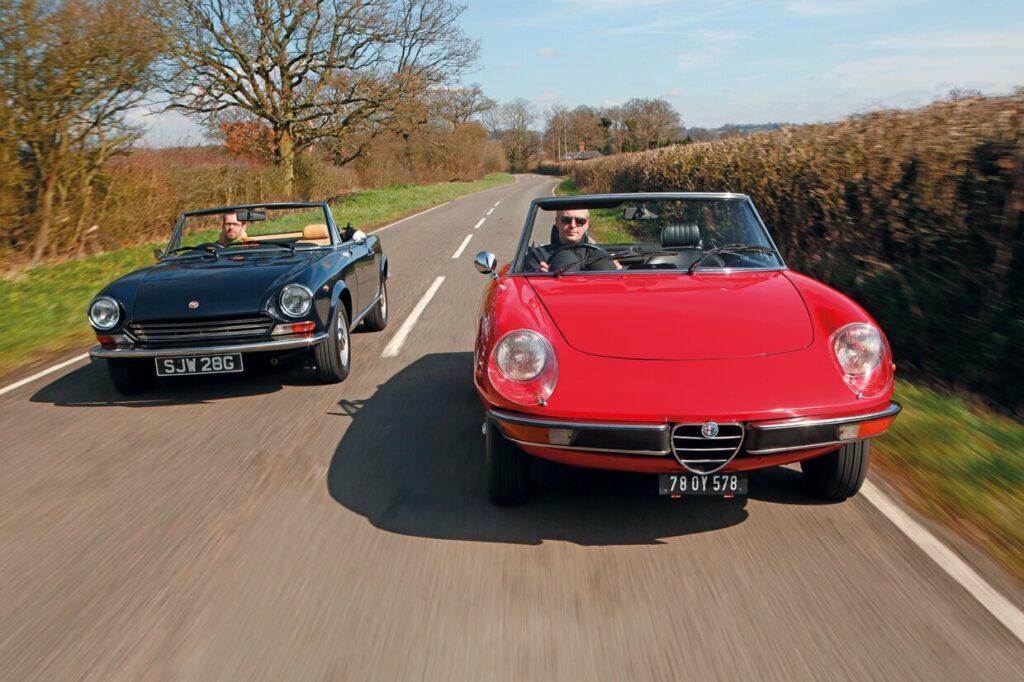 Face-à-face historique : Alfa Romeo Spider vs Fiat 124 Spider — Le grand duel des cabriolets italiens