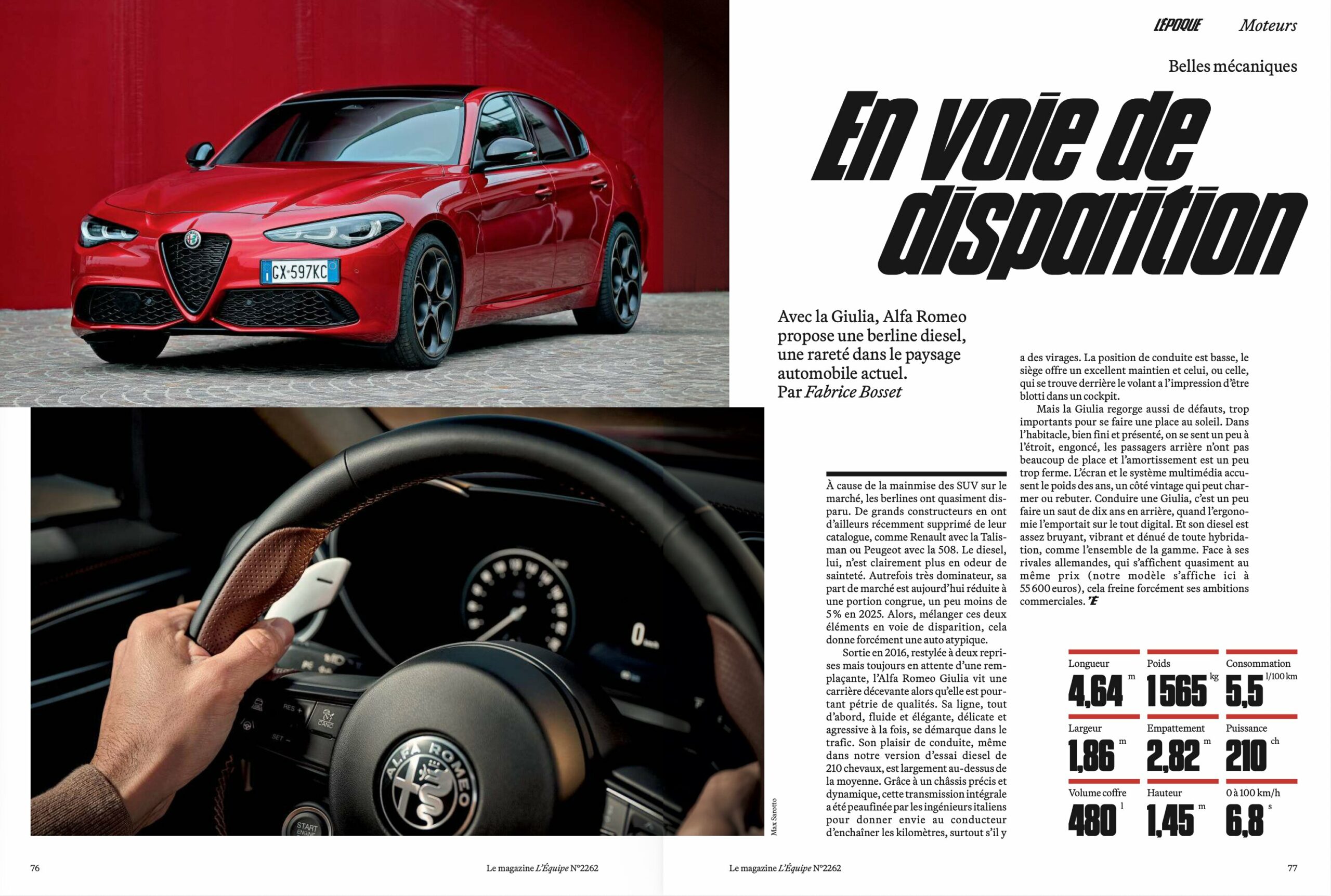 Revue de presse : L’Alfa Romeo Giulia Diesel, une « espèce en voie de disparition » selon L’Équipe