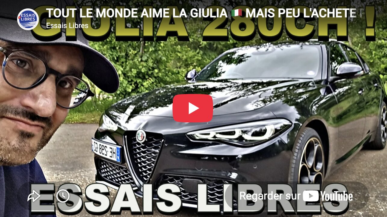 Revue de presse vidéo : L’Alfa Romeo Giulia 2.0 T 280 ch Q4 sous le regard passionné d’Essais Libres